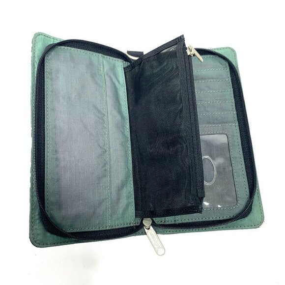 Le Sport Sac Large 3/4 Zip Bifold Canvas Wallet Black & White Print 8" x 4.5" - Picture 5 of 6